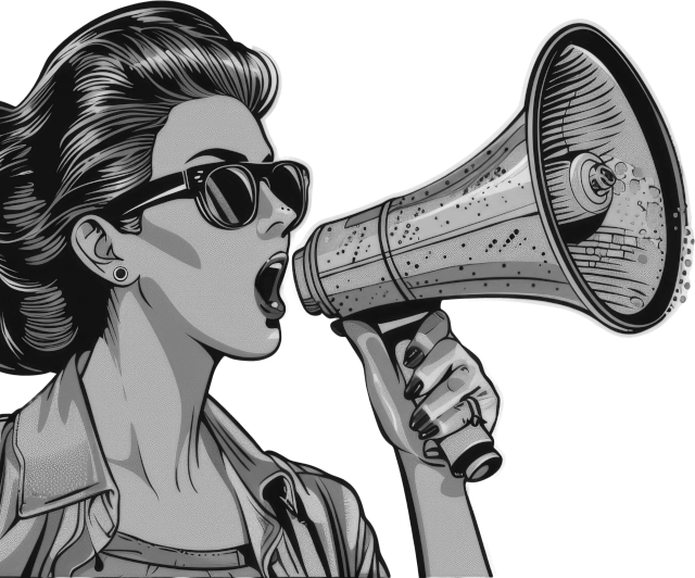 Dame mit Megafon